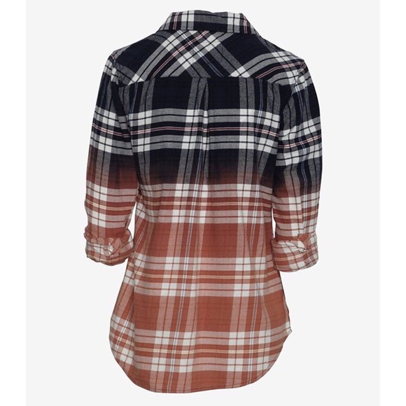 Rails Ombré flannel plaid button shirt dip dye blue pink XS - Picture 2 of 5